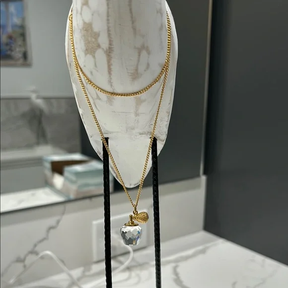 NWT Swarovski Crystal Memories Perfume Bottle Necklace Gold Tone w/ Box - Picture 3 of 4